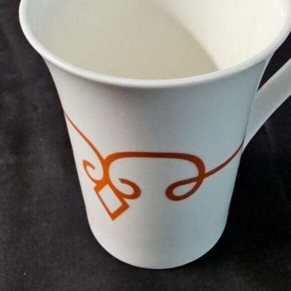 2015 Starbuck's TAZO Tea Mug/Cup, Ornate Scroll, White Burnt Orange Fleur De Lis - Picture 11 of 11